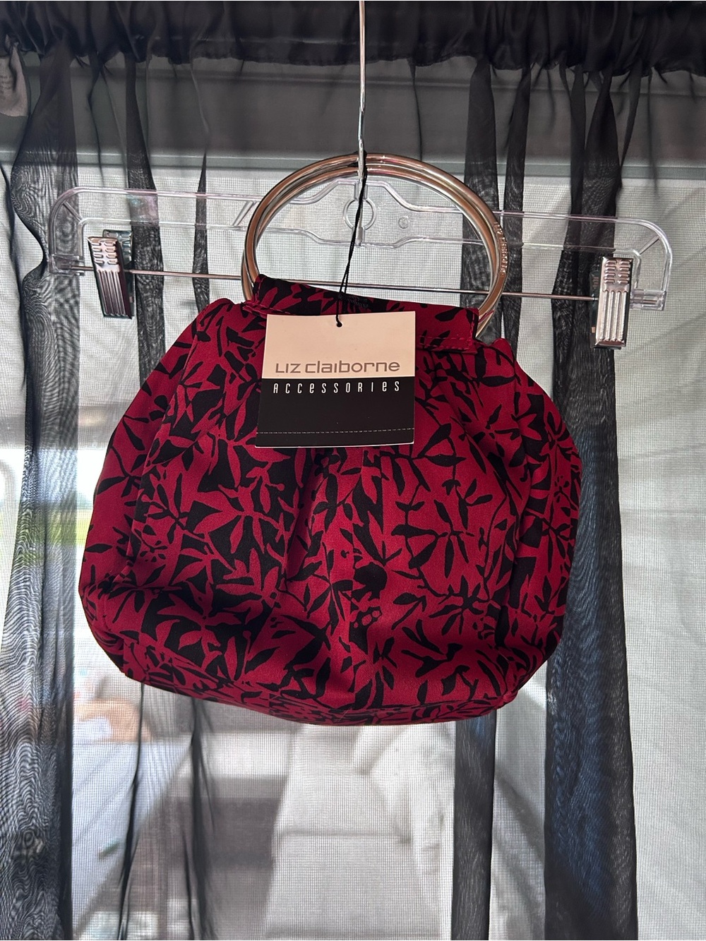Liz Claiborne dusting red tropical Print Ring-Handle Mini Bag